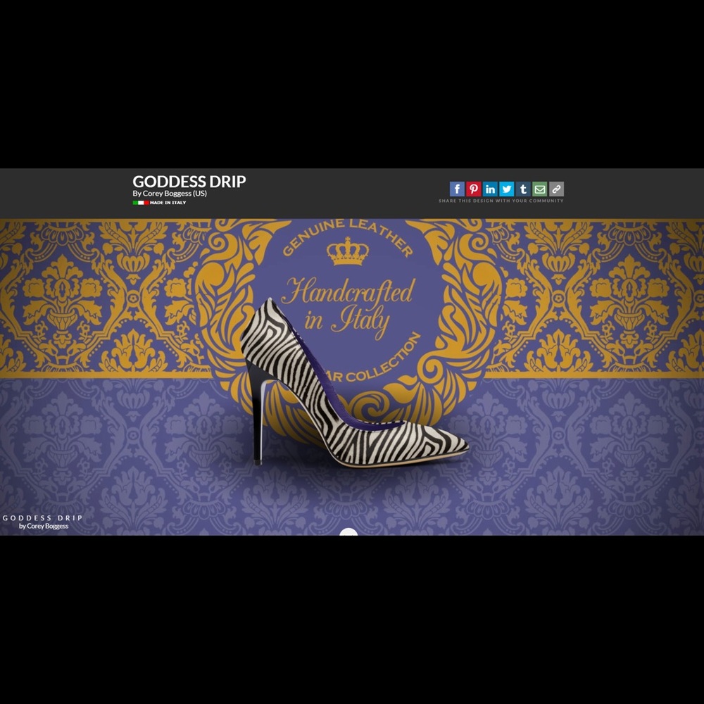 100% Italian leather zebra design with black heel